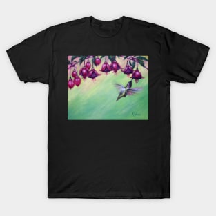 Pink and Green Hummingbird Fuchsia T-Shirt